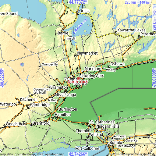 Topographic map of North York