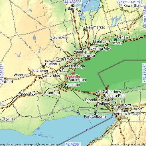 Topographic map of Oakville