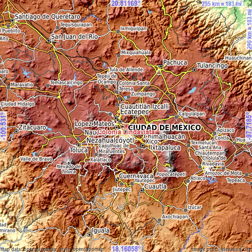 Topographic map of Colonia Lindavista
