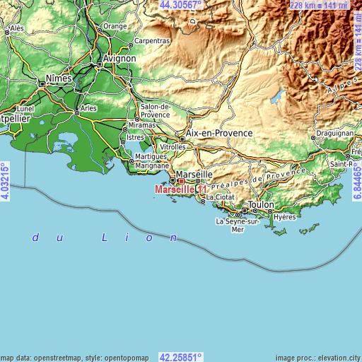Topographic map of Marseille 11