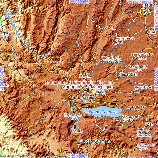 Topographic map of La Cuchilla (Extramuros de Tesistán)