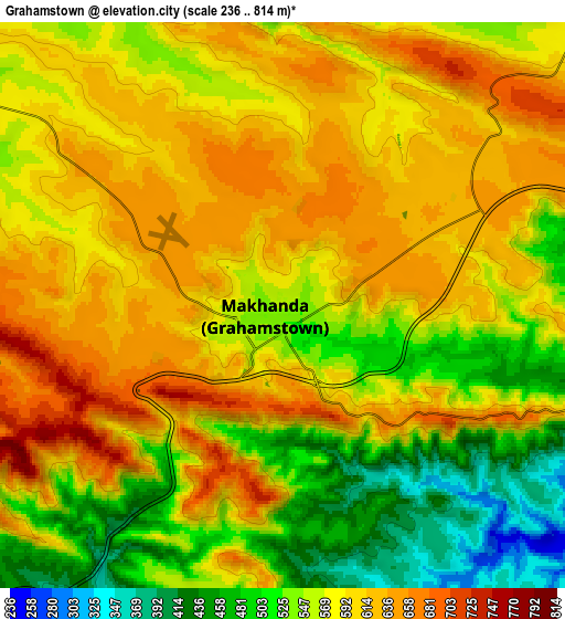 Zoom OUT 2x Grahamstown, South Africa elevation map