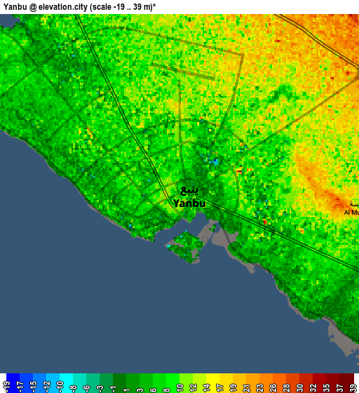 Zoom OUT 2x Yanbu, Saudi Arabia elevation map