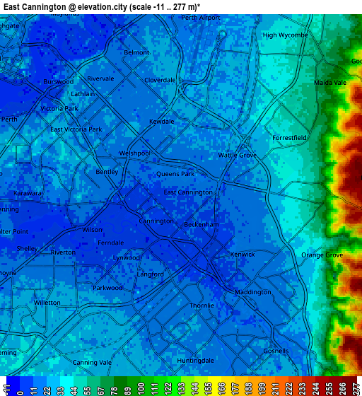 Zoom OUT 2x East Cannington, Australia elevation map