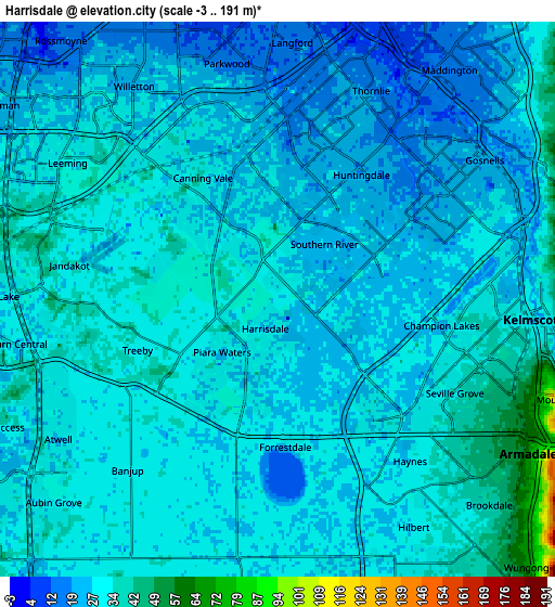 Zoom OUT 2x Harrisdale, Australia elevation map