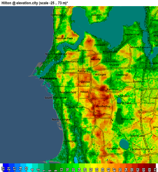 Zoom OUT 2x Hilton, Australia elevation map