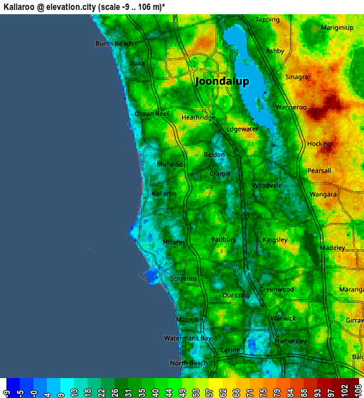 Zoom OUT 2x Kallaroo, Australia elevation map