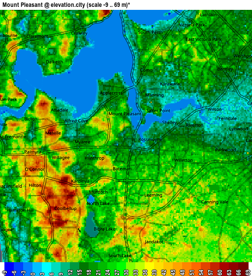 Zoom OUT 2x Mount Pleasant, Australia elevation map