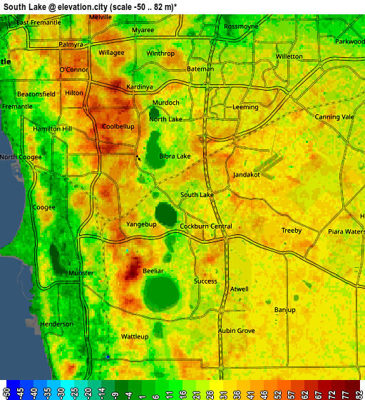 Zoom OUT 2x South Lake, Australia elevation map