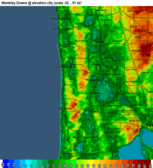 Zoom OUT 2x Wembley Downs, Australia elevation map