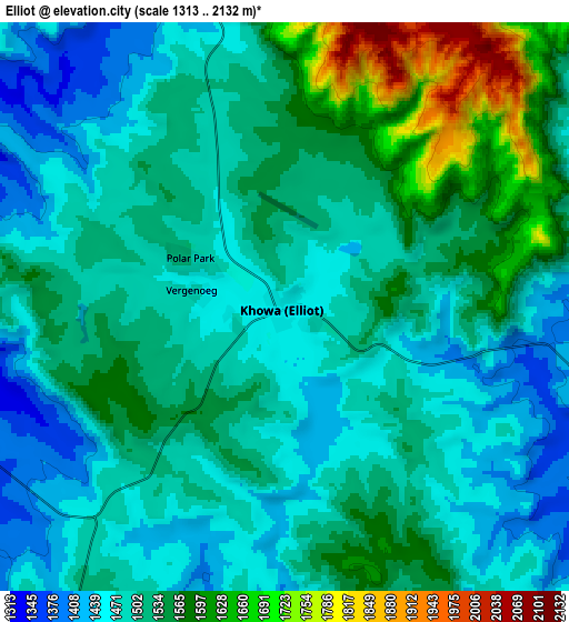 Zoom OUT 2x Elliot, South Africa elevation map