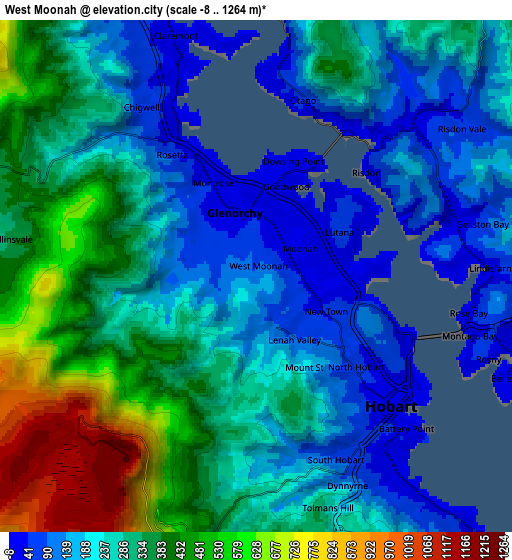 Zoom OUT 2x West Moonah, Australia elevation map