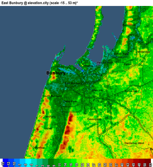 Zoom OUT 2x East Bunbury, Australia elevation map