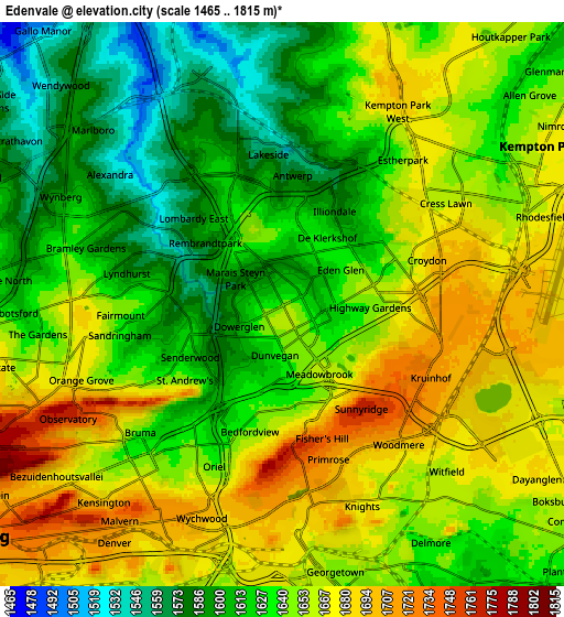 Zoom OUT 2x Edenvale, South Africa elevation map