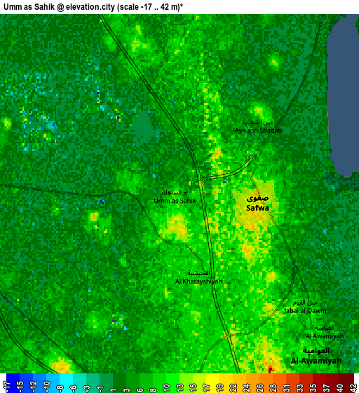 Zoom OUT 2x Umm as Sāhik, Saudi Arabia elevation map