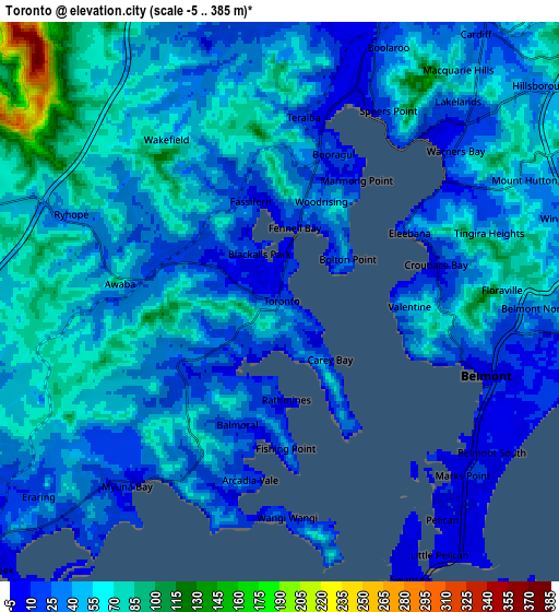 Zoom OUT 2x Toronto, Australia elevation map