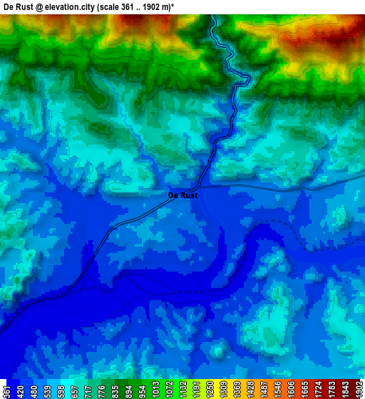 Zoom OUT 2x De Rust, South Africa elevation map