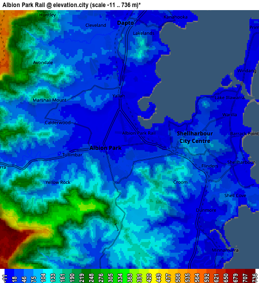 Zoom OUT 2x Albion Park Rail, Australia elevation map