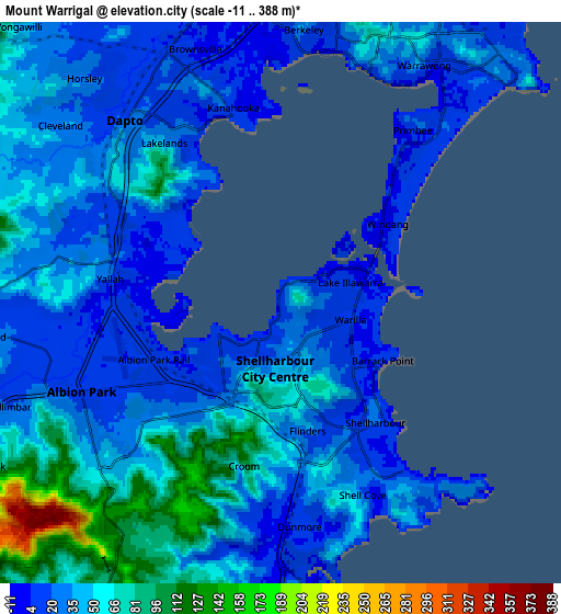 Zoom OUT 2x Mount Warrigal, Australia elevation map