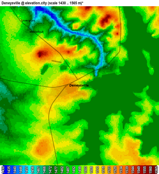 Zoom OUT 2x Deneysville, South Africa elevation map