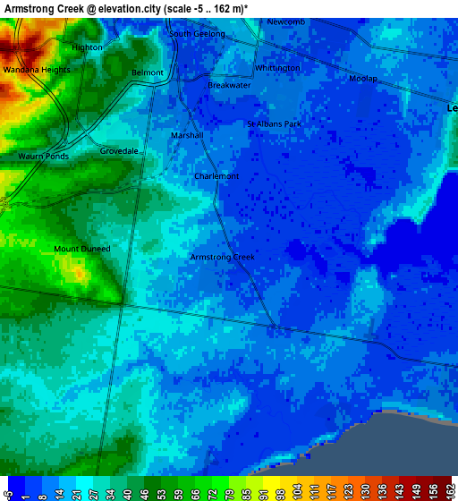 Zoom OUT 2x Armstrong Creek, Australia elevation map