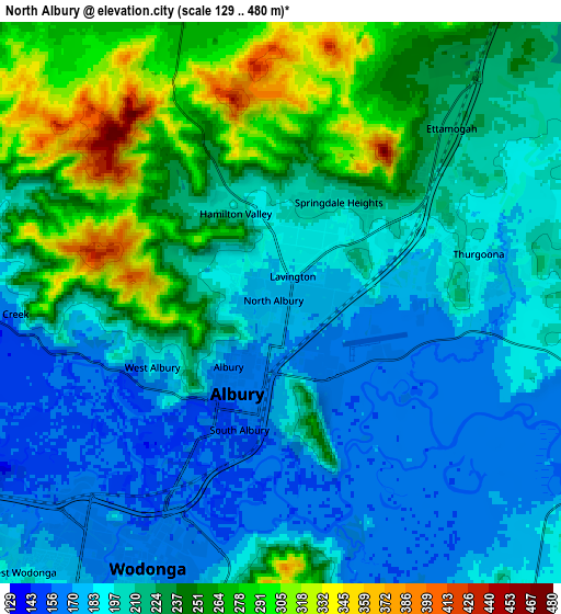 Zoom OUT 2x North Albury, Australia elevation map