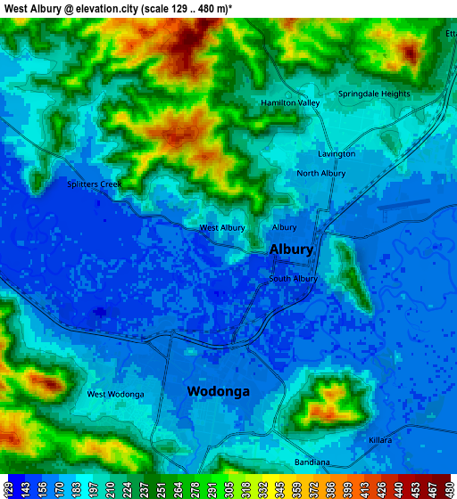 Zoom OUT 2x West Albury, Australia elevation map