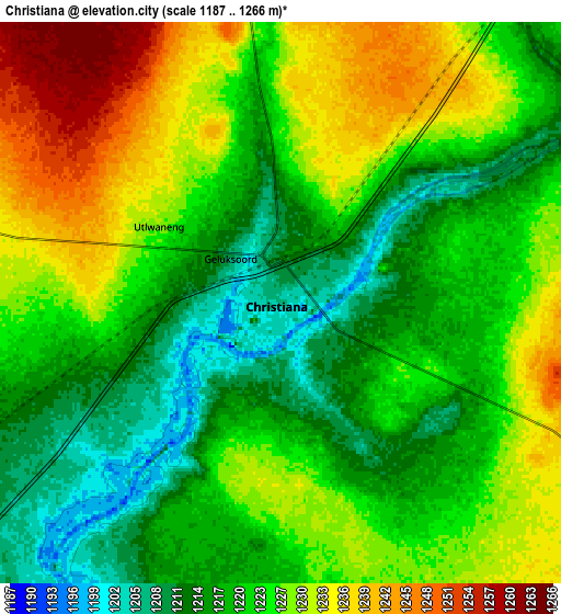 Zoom OUT 2x Christiana, South Africa elevation map