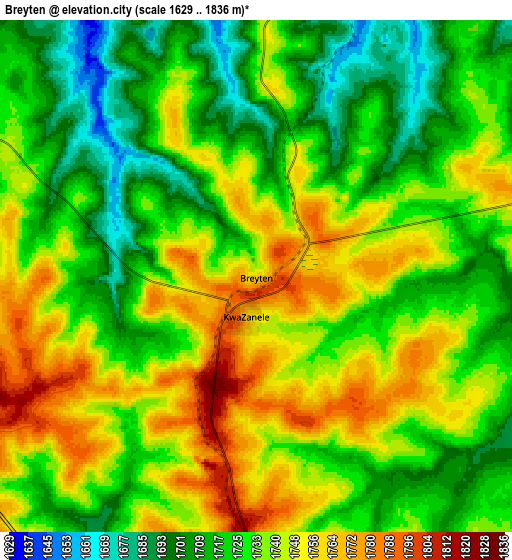 Zoom OUT 2x Breyten, South Africa elevation map