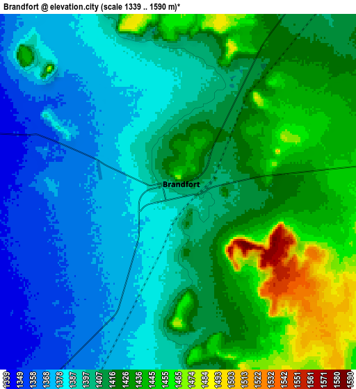 Zoom OUT 2x Brandfort, South Africa elevation map