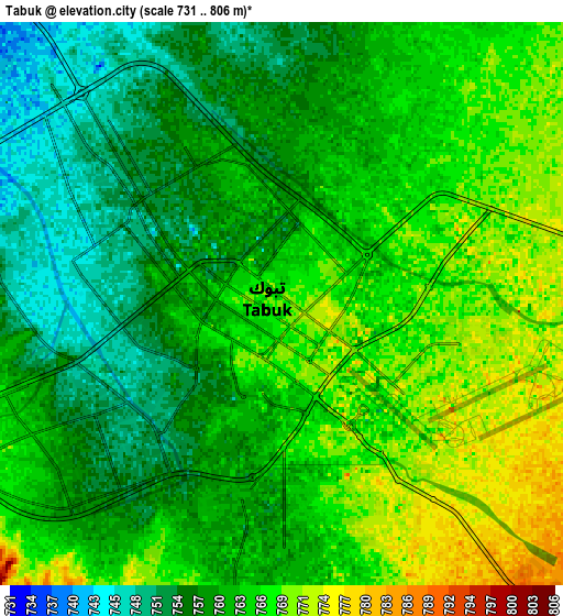 Zoom OUT 2x Tabuk, Saudi Arabia elevation map