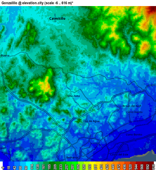 Zoom OUT 2x Gonzalillo, Panama elevation map