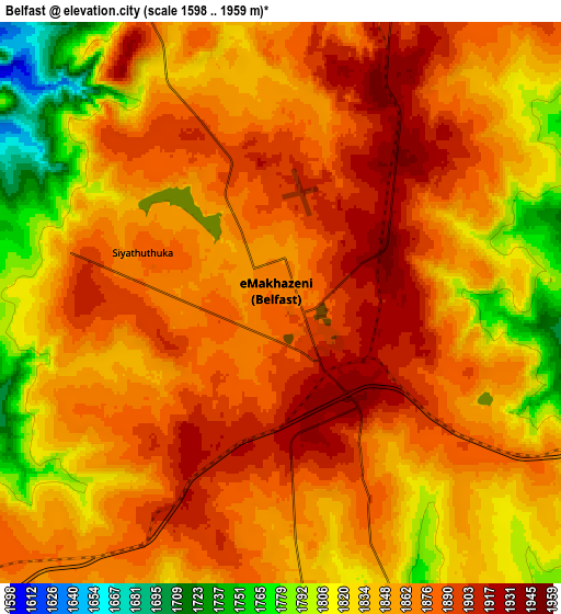 Zoom OUT 2x Belfast, South Africa elevation map