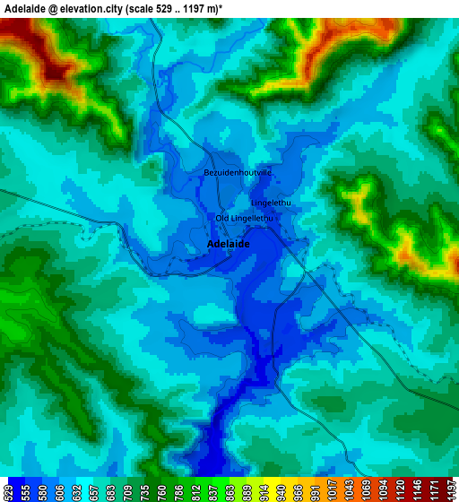 Zoom OUT 2x Adelaide, South Africa elevation map