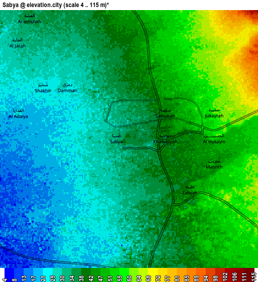 Zoom OUT 2x Şabyā, Saudi Arabia elevation map