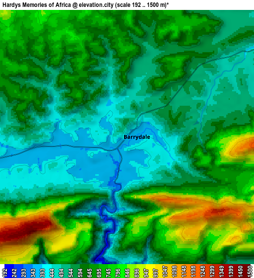 Zoom OUT 2x Hardys Memories of Africa, South Africa elevation map