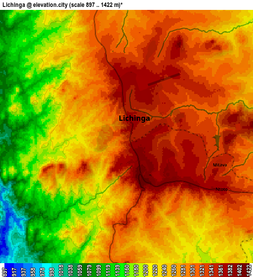 Zoom OUT 2x Lichinga, Mozambique elevation map