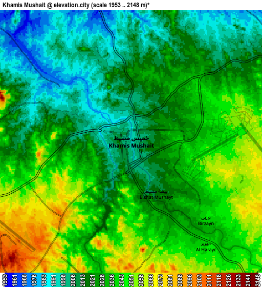 Zoom OUT 2x Khamis Mushait, Saudi Arabia elevation map