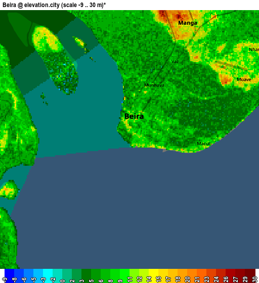 Zoom OUT 2x Beira, Mozambique elevation map