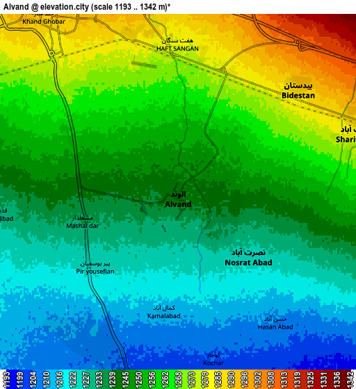 Zoom OUT 2x Alvand, Iran elevation map