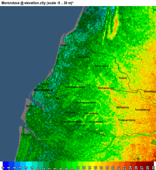 Zoom OUT 2x Morondava, Madagascar elevation map
