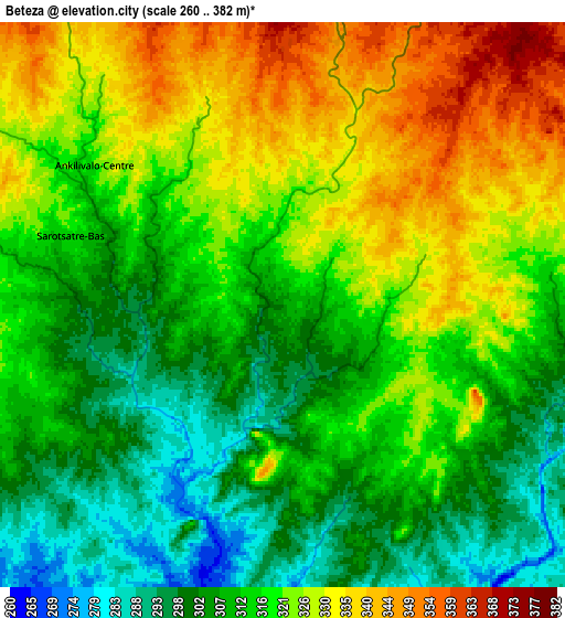 Zoom OUT 2x Beteza, Madagascar elevation map