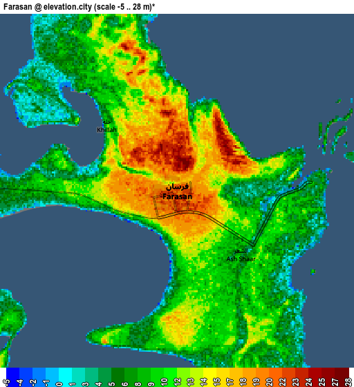 Zoom OUT 2x Farasān, Saudi Arabia elevation map