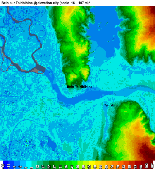 Zoom OUT 2x Belo sur Tsiribihina, Madagascar elevation map
