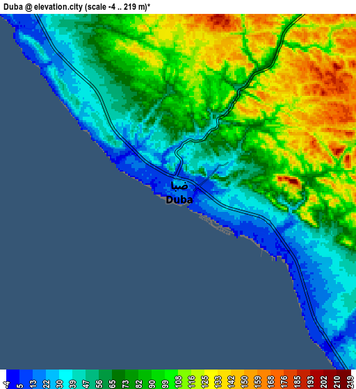 Zoom OUT 2x Duba, Saudi Arabia elevation map