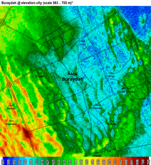 Zoom OUT 2x Buraydah, Saudi Arabia elevation map