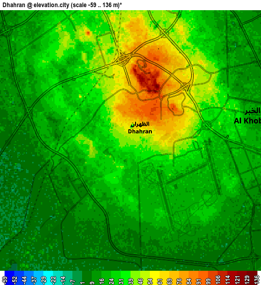 Zoom OUT 2x Dhahran, Saudi Arabia elevation map