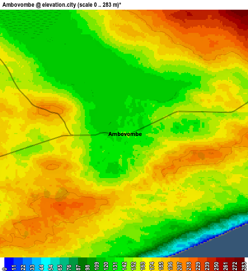 Zoom OUT 2x Ambovombe, Madagascar elevation map