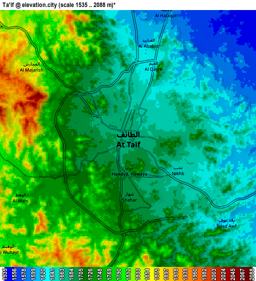 Zoom OUT 2x Ta’if, Saudi Arabia elevation map