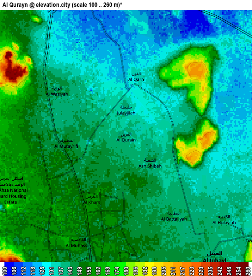 Zoom OUT 2x Al Qurayn, Saudi Arabia elevation map